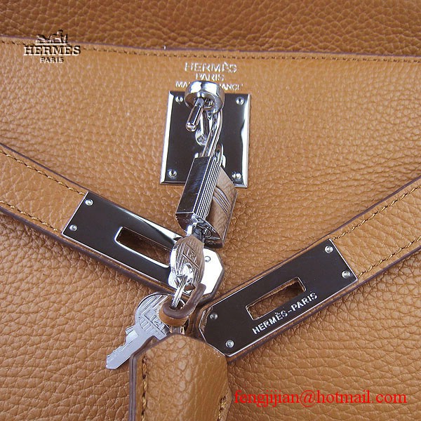 Hermes Kelly 32cm Togo Leather Bag Light Coffee 6108 Silver Hardware